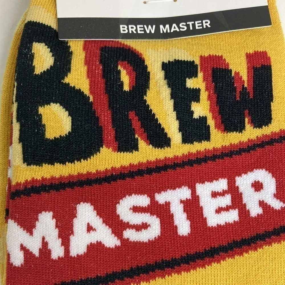 Sock It To Me NWT Yellow Beer Brew Master Crew Socks Novelty Beer Crawl Brewery